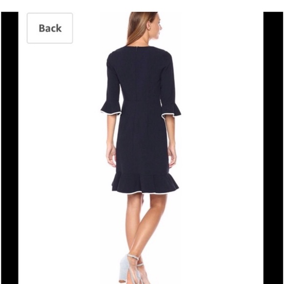 NWOT Nanette Lepore Navy White Ruffle Dress- size 4 - Picture 3 of 12